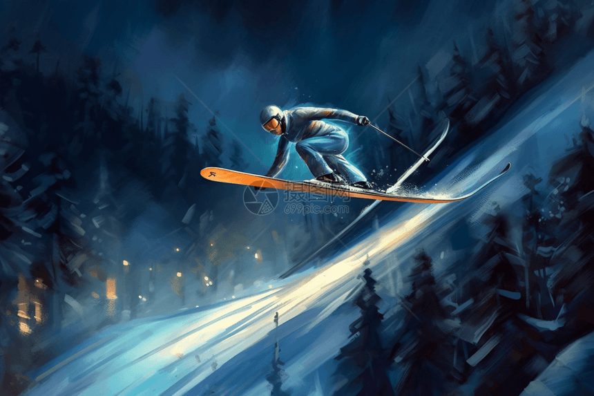 跳台滑雪空中翱翔图片