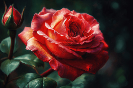 娇艳的红色玫瑰特写背景图片