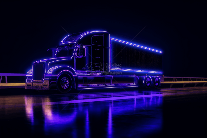 霓虹灯货运大卡车图片