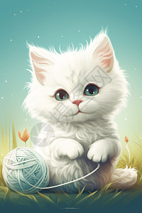 白色小猫插图图片