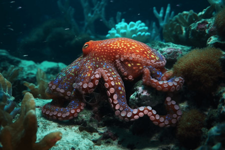 海底生物章鱼背景图片