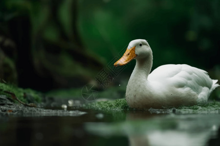黄焖鸭黄嘴鸭在水中游泳背景