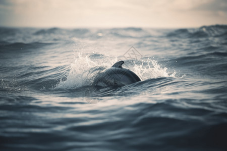 海豚跳跃的水面图片
