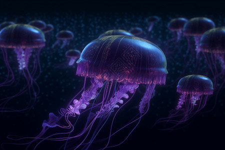 海洋深渊的水母背景图片