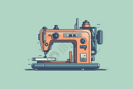 缝纫机平面插图背景图片