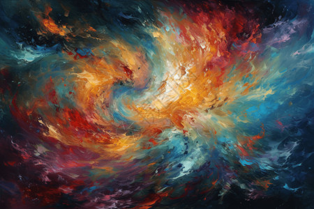 一幅太空中五颜六色的漩涡星云的画作背景图片
