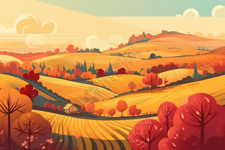 秋收时的农田景色图片