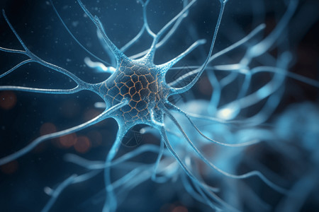 基因表达蓝色背景的神经元细胞背景