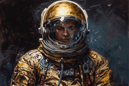 一幅太空服的油画背景图片