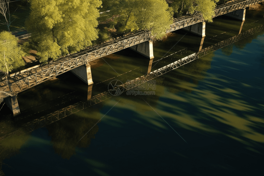 桥梁在水中的反射图片