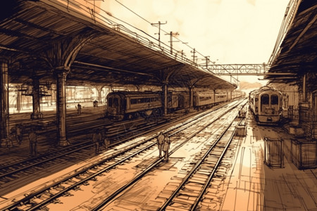 火车站的轨道图片