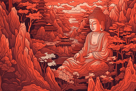 佛陀绘画背景图片