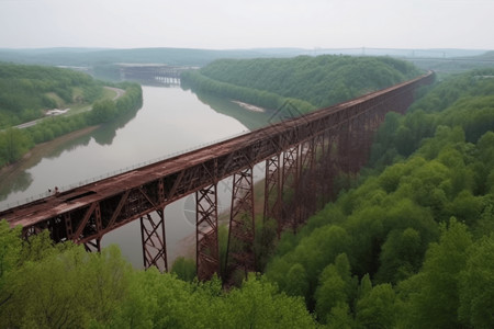 用钢建造一座铁路桥图片
