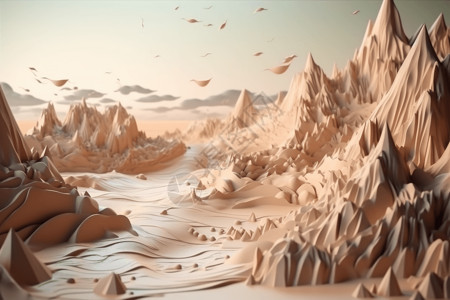 3D地形海滩的雕塑景观背景