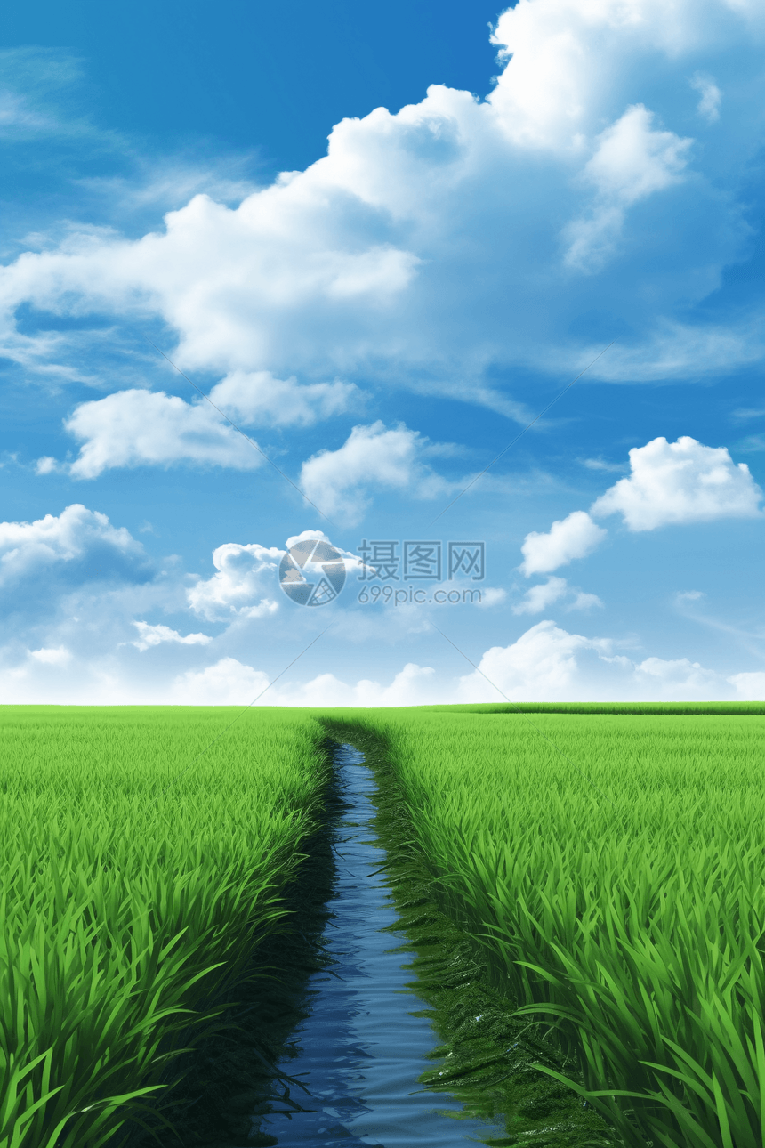 稻田上的蓝天图片