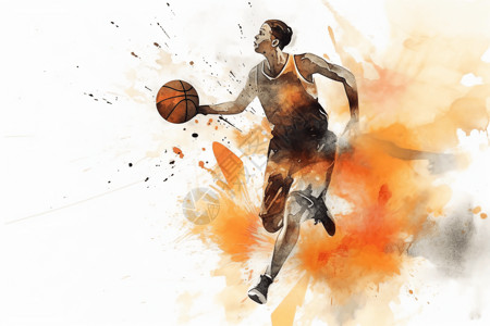篮球运动员在奔跑彩色高清图片素材