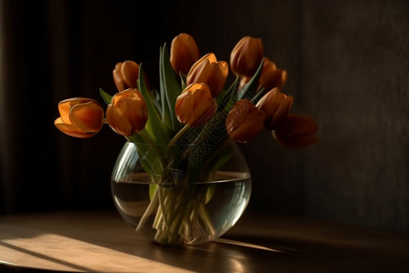 花瓶里的郁金香背景图片