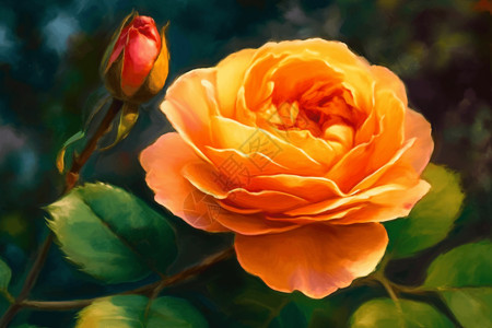 玫瑰油画花园里美丽的玫瑰花背景