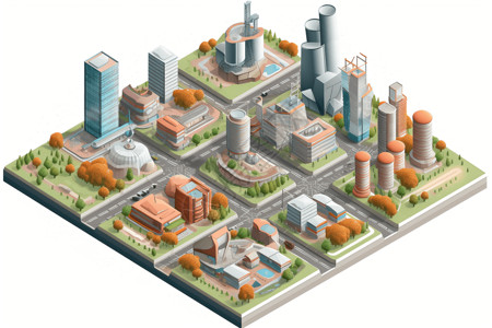 城市规划模型插画