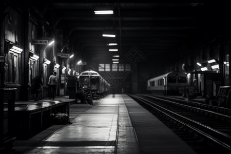 夜晚宁静的火车站背景图片