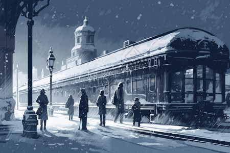 冬天的车站图片