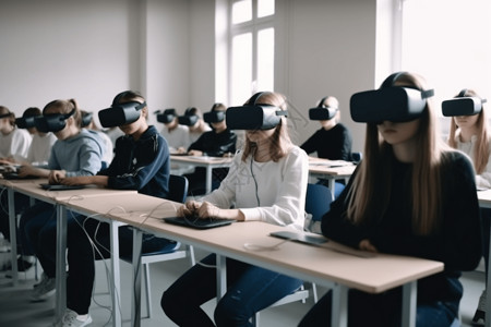 使用VR学习的学生图片
