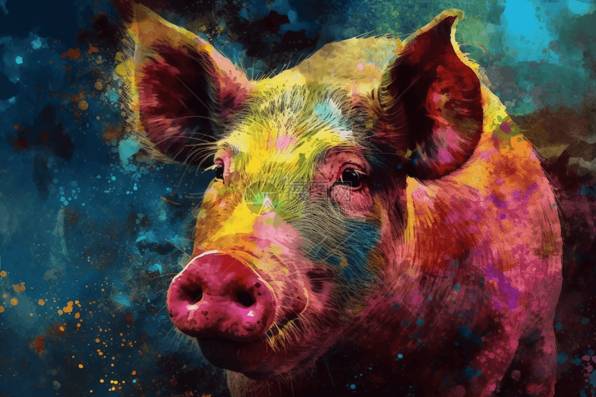 色彩鲜艳的猪图片