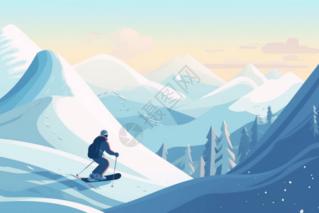雪山滑雪的人背景图片
