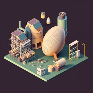 食品工业可爱的鸡蛋厂插画