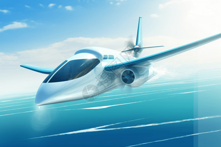性能飞行中的氢动力飞机插画