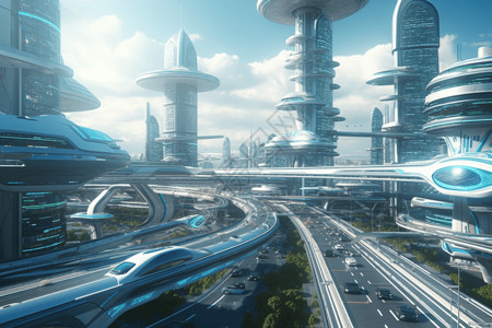 未来城市的高架桥背景图片