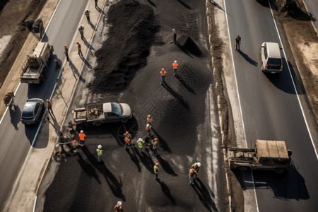 道路上铺沥青图片