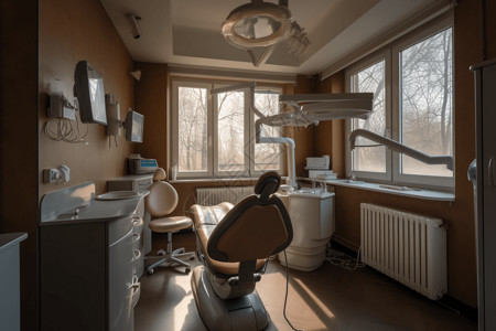 办公室照明牙科椅和设备背景