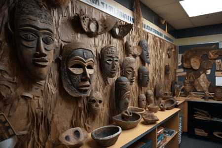 原始部落的面具背景图片