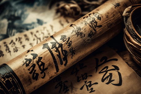 中国书法的墨迹背景图片