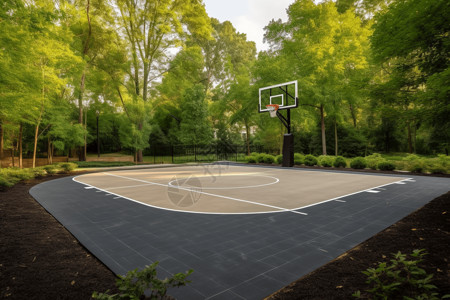 郊区车道上的篮球场图片
