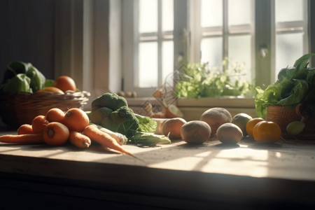 厨房的蔬菜背景图片