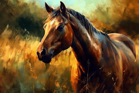 草地上的马背景图片