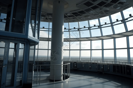 玻璃制造的机场控制塔图片
