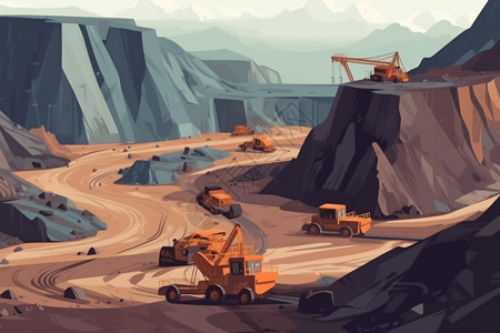 矿山机电大型的矿地插画
