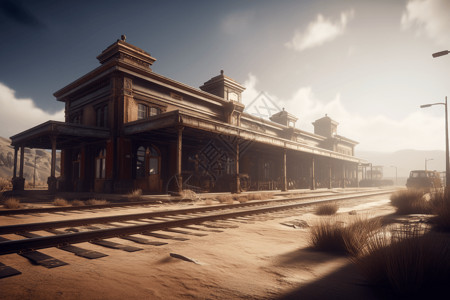 沙漠中的火车站图片