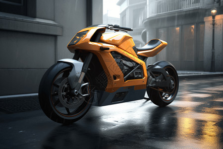 黄色的电动摩托车背景图片
