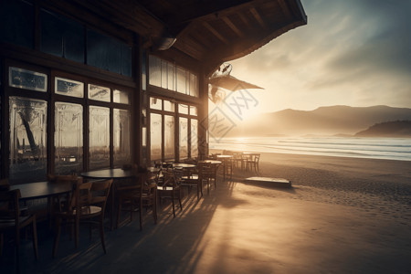海滩咖啡馆海滩上的咖啡馆背景