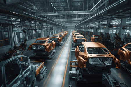 汽车线条科技自动化的汽车工厂背景