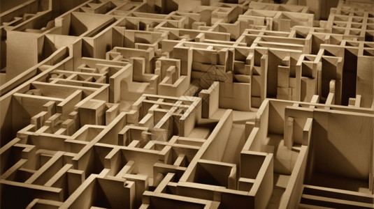 抽象立体迷宫结构高清图片素材