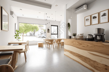原木风格的咖啡馆背景图片