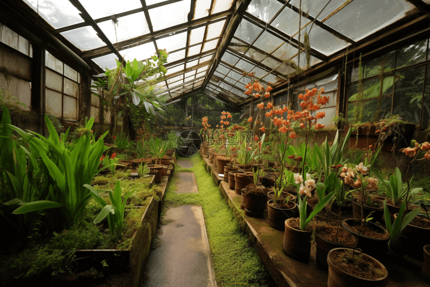 温室里生长的花朵图片