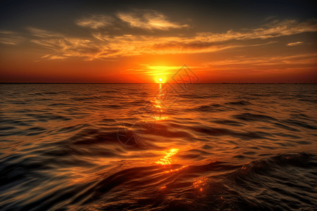 日落海上的风景背景图片