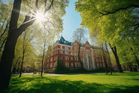 大学里的草地校园高清图片素材