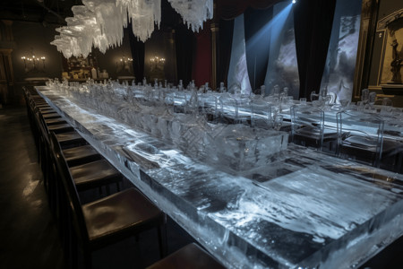 宴会厅的玻璃餐桌图片